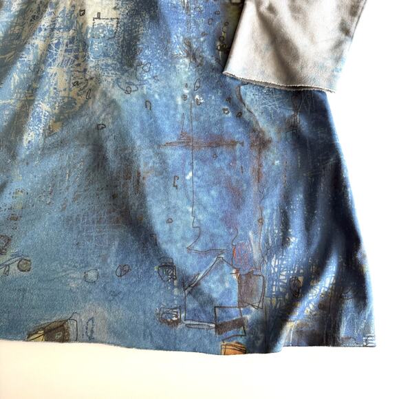 3Potato Art to Wear Lagenlook Plush Lined Printed Shawl Collar Open Cardigan M/L - Picture 3 of 9